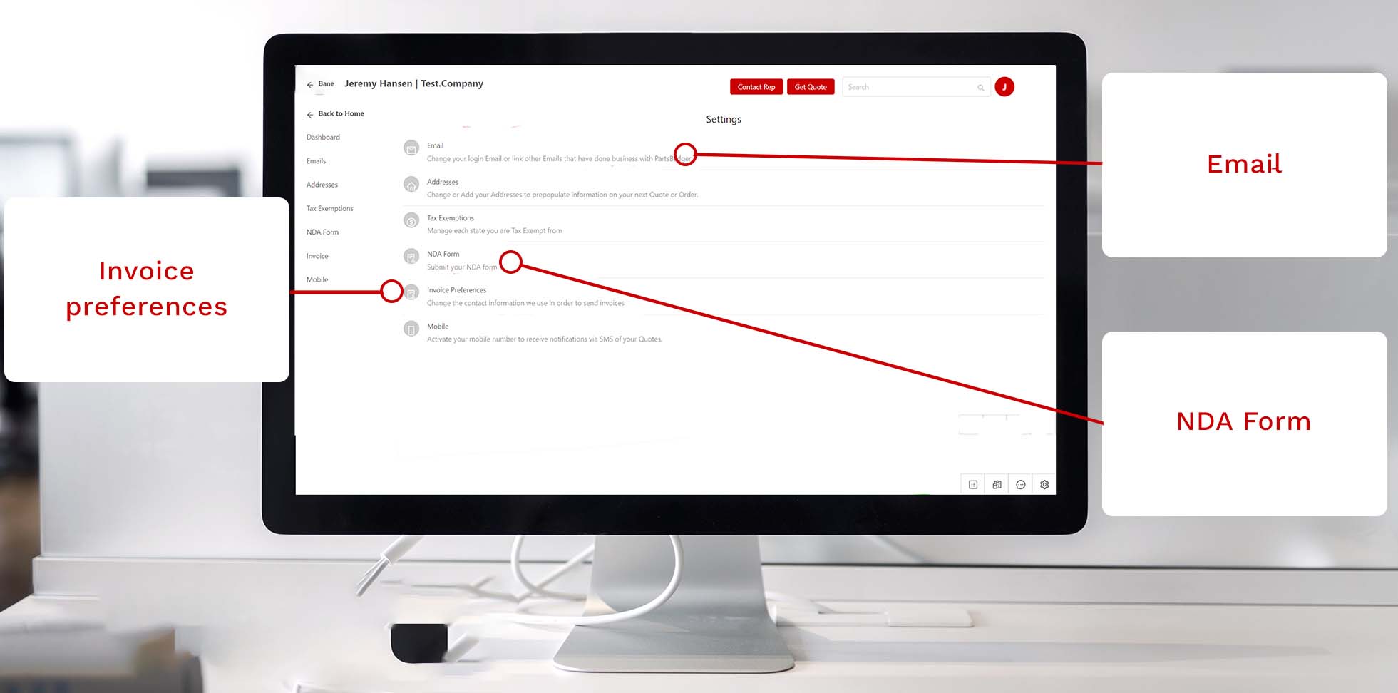 Settings in China Machining Services Portal